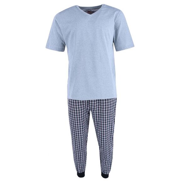Ten West Apparel Men's V-Neck Top With Plaid Jogger Lounge Set - Picture 1 of 4